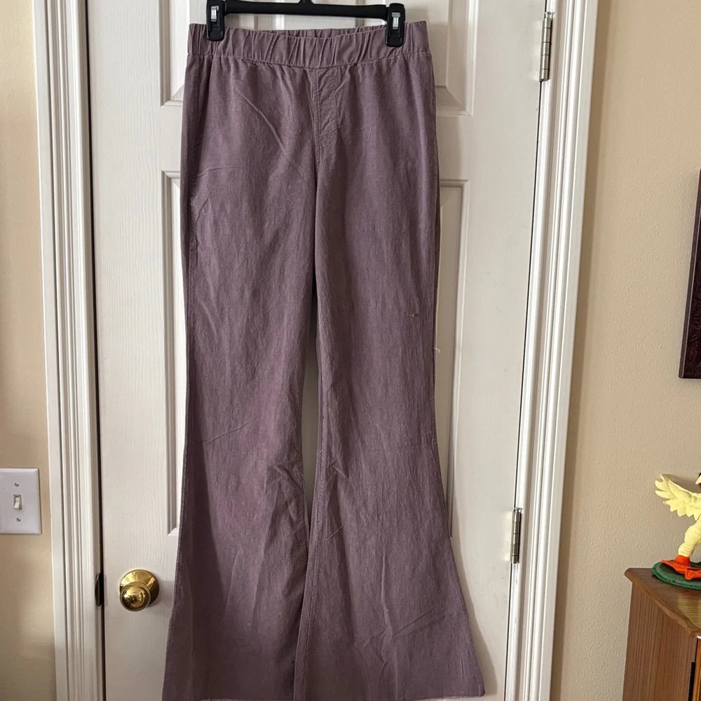 Purple Flare Leg Pants - Picture 1 of 4